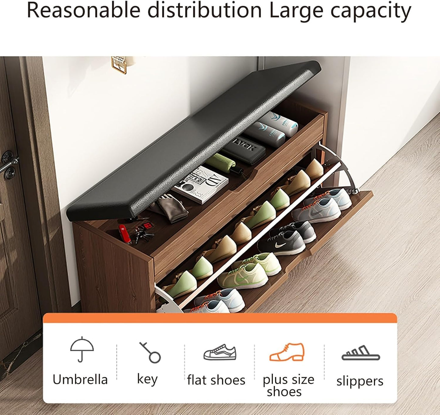 Raft për Këpucë me Ulëse dhe Dyer Flip 80 cm – Oak
