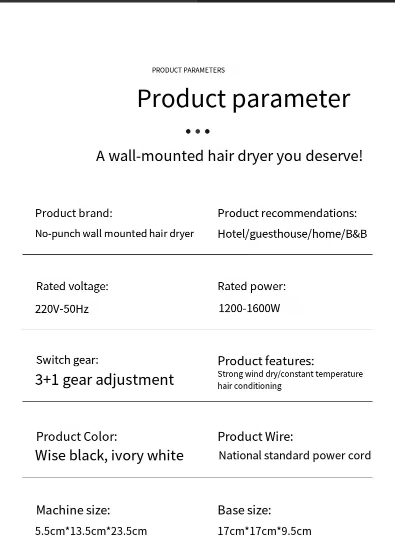 MOONBIFFY Tharëse Flokësh Murale me Jone Negative 1200–1499W Model 8810C White