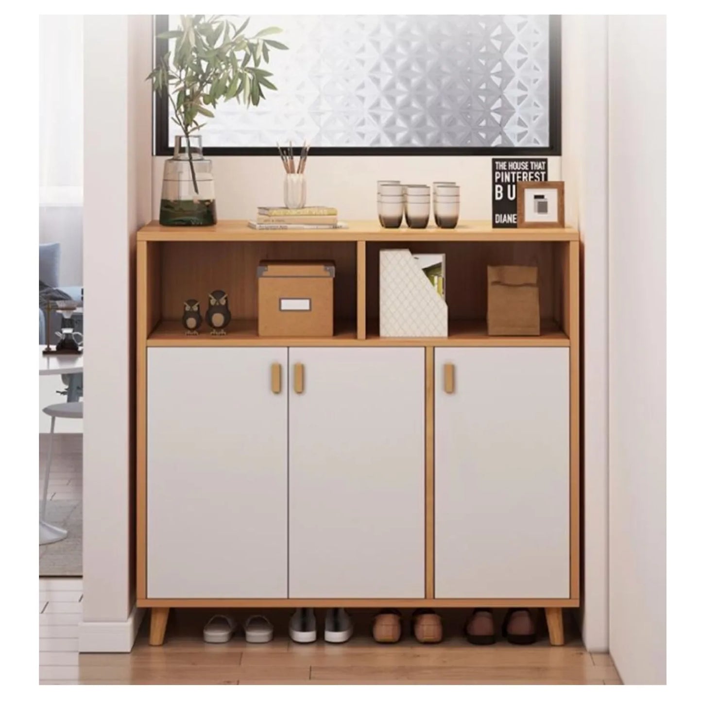 Komodë Zapatero Multiuso për Hyrje 92x90x30 cm