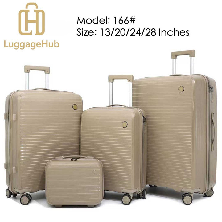LuggageHub Model 166 Valixhe Udhëtimi me 4 Rrota Silente, Material PP dhe Set me Madhësi 13/20/24/28 Inç