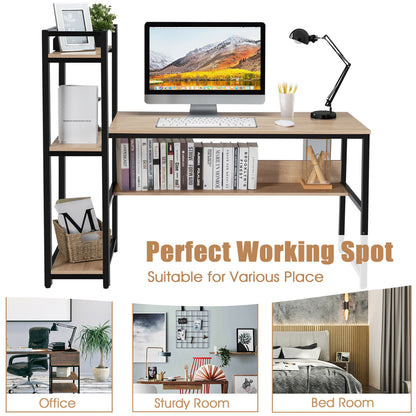 Costway Tavolinë Kompjuteri 120×55cm – Tavolinë Pune me 4 Raftë Ruajtës, për Zyrë apo Shtëpi