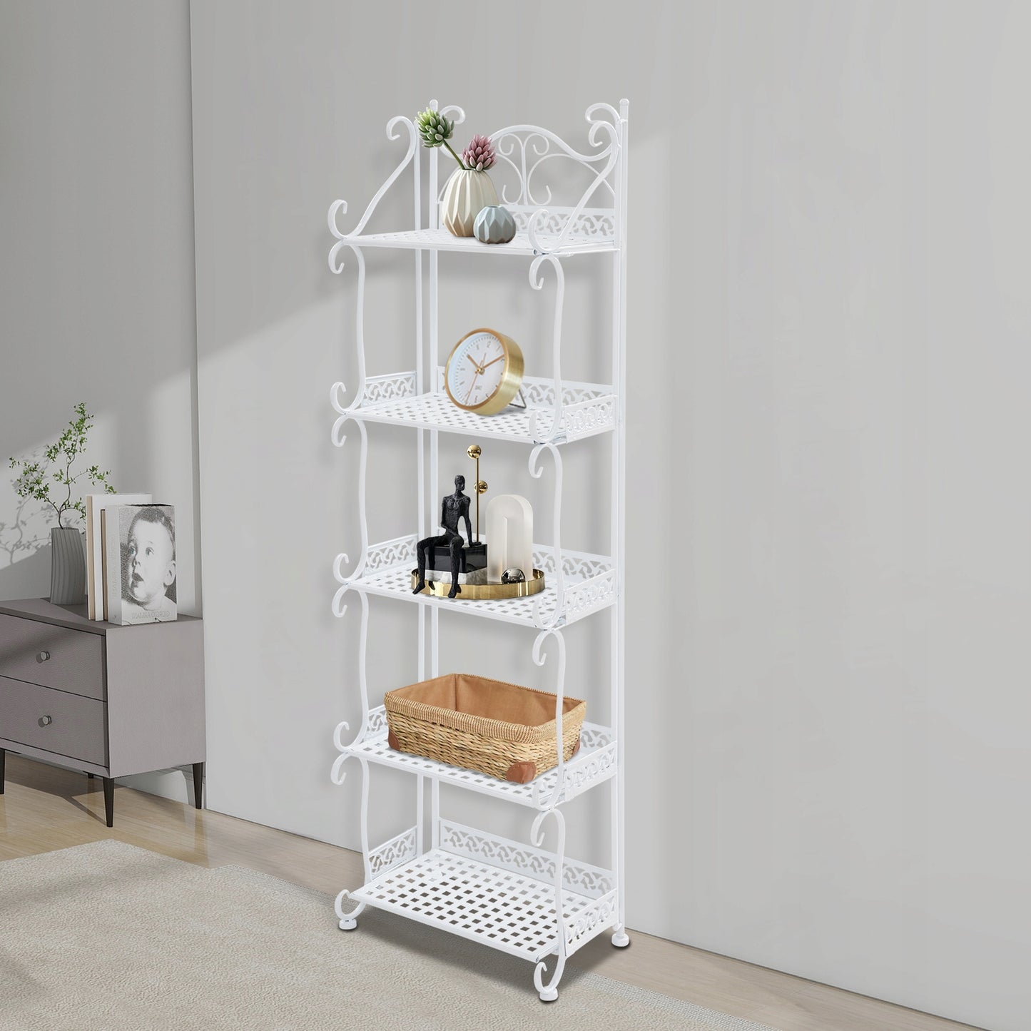 Lavendre Raft Metalik me 5 Kate 110x33x20 cm – White