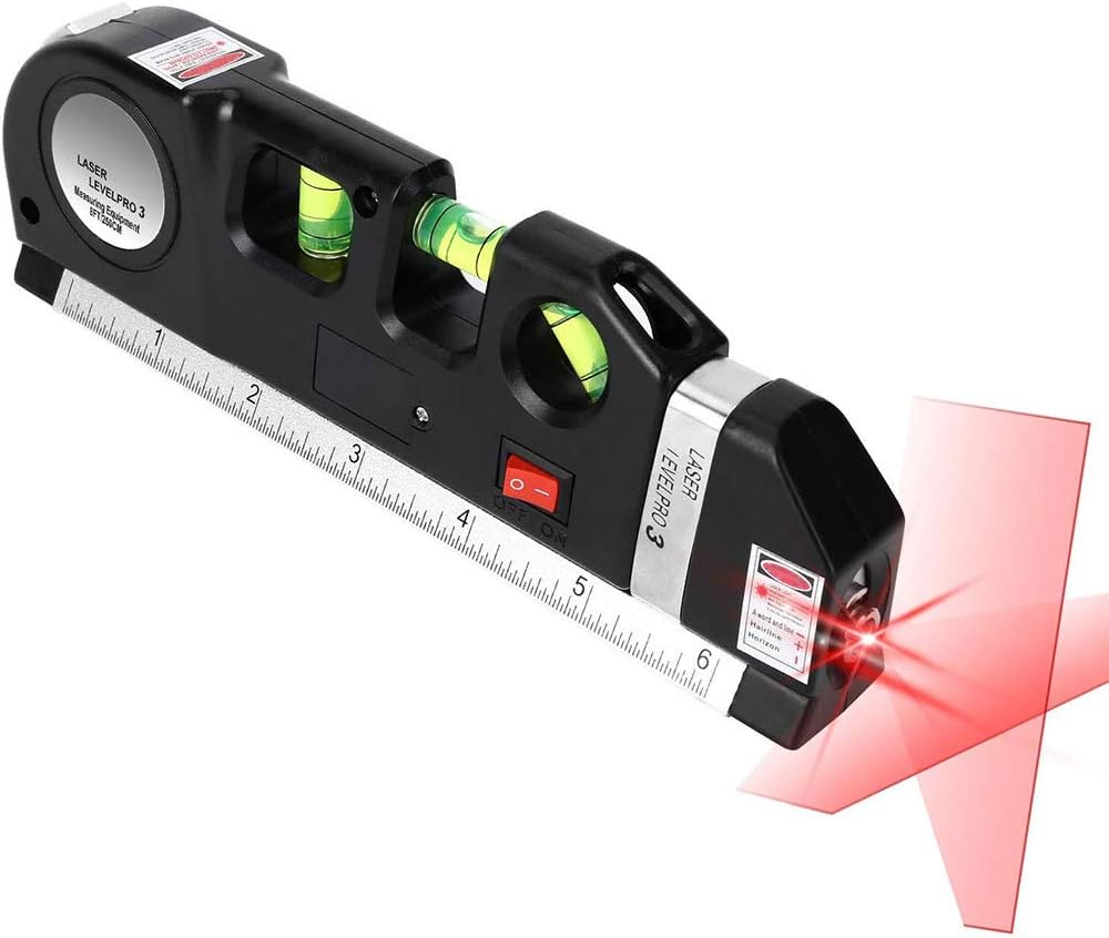 NANANA Nivel Laser Multifunksional me Metër 2.5 m, Vijë Horizontale/Vertikale & Kryq, me Rregullore Metrike dhe Inch