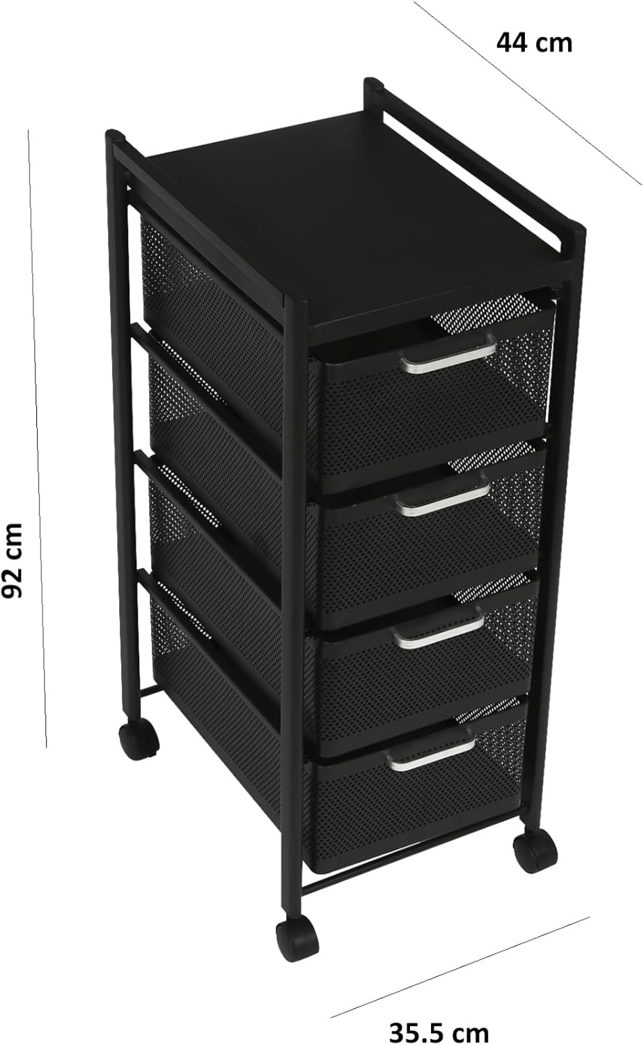 FEFE Karrocë Organizues Metalike me Rrota 5 Kate 44x35.5x92 cm – Black