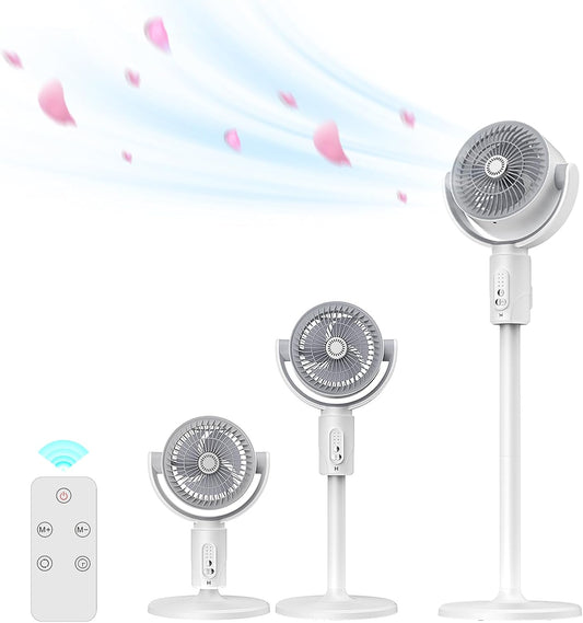 SEASAND Ventilator me Qëndrim për Shtëpi, Air Circulator me 5 Shpejtësi, Telekomandë, Lartësi të Rregullueshme dhe Timer 8 Orë, i Bardhë