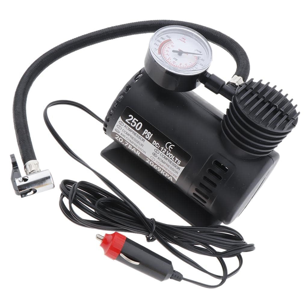 Kompresor Ajri Portativ 12V 250PSI Heavy Duty për Makina dhe Kamionë – Pompë Elektrike për Goma me Manometër