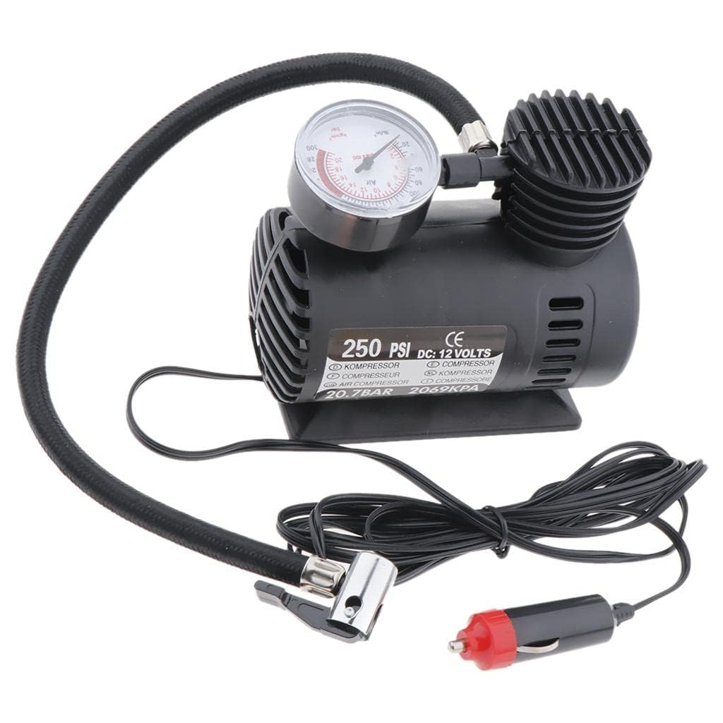 Kompresor Ajri Portativ 12V 250PSI Heavy Duty për Makina dhe Kamionë – Pompë Elektrike për Goma me Manometër