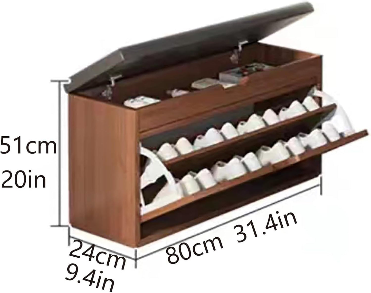 Raft për Këpucë me Ulëse dhe Dyer Flip 80 cm – Oak