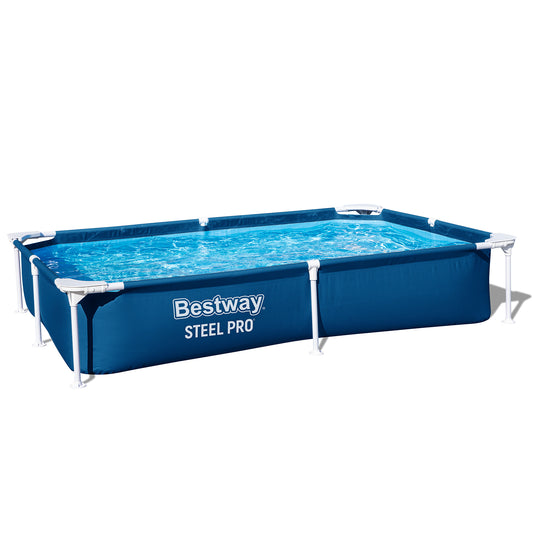 Bestway Steel Pro Pishinë me Kornizë 221 x 150 x 43 cm pa Pompë, Ngjyrë Blu e Errët
