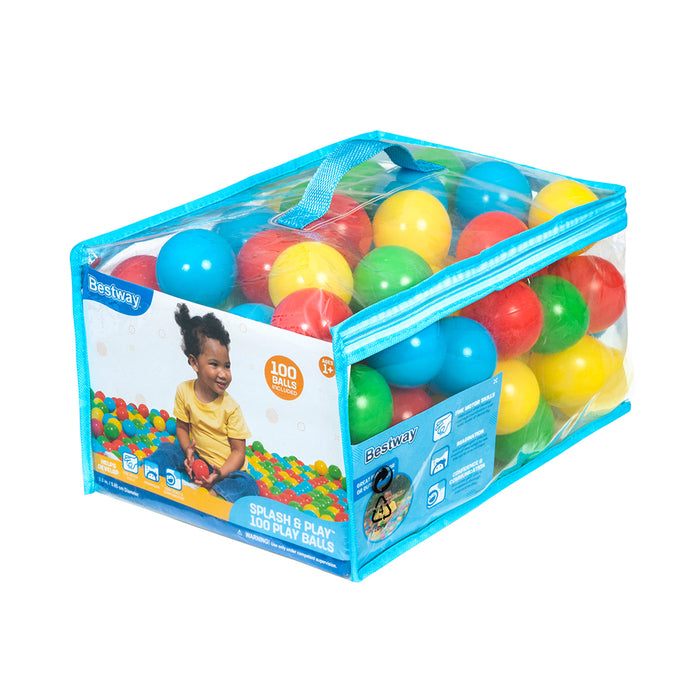 Bestway Splash & Play Topa Lojë për Fëmijë 100 Copë me 4 Ngjyra dhe Çantë Mbajtëse