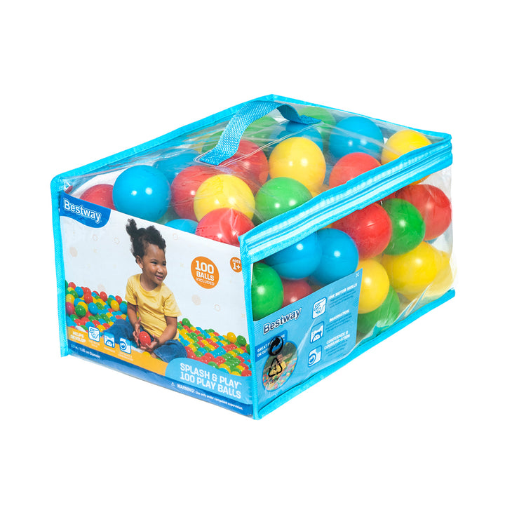 Bestway Splash & Play Topa Lojë për Fëmijë 100 Copë me 4 Ngjyra dhe Çantë Mbajtëse