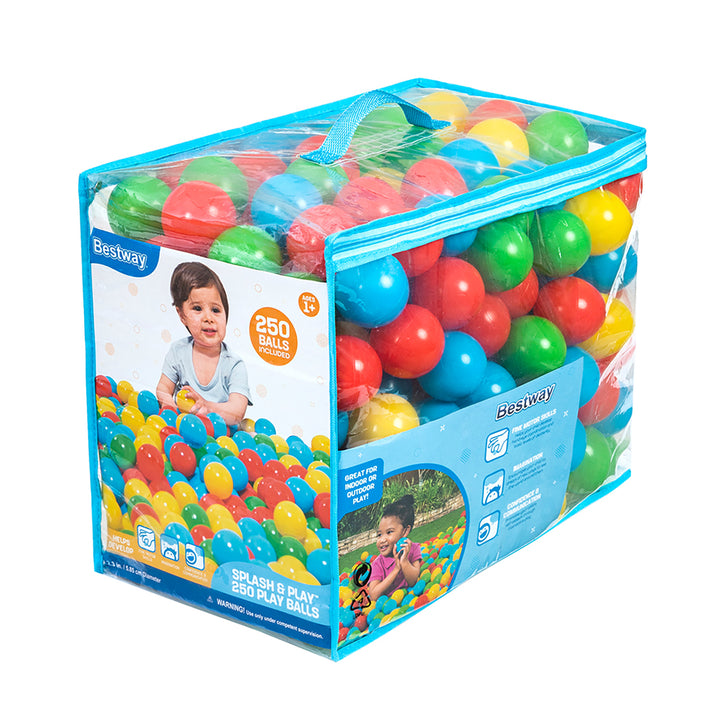 Bestway Splash & Play Topa Lojë për Fëmijë 250 Copë me 4 Ngjyra dhe Çantë Mbajtëse