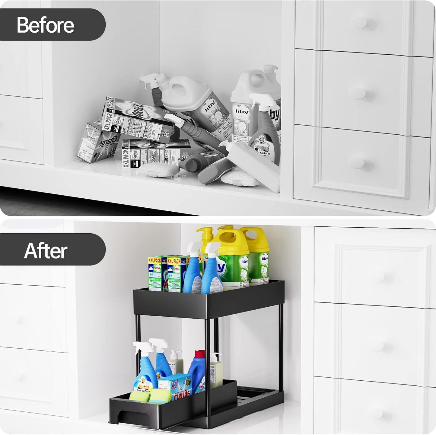 Organizues Nën Lavaman 2 Kate me Sirtarë Rrëshqitës 39x20x32.5 cm – Black