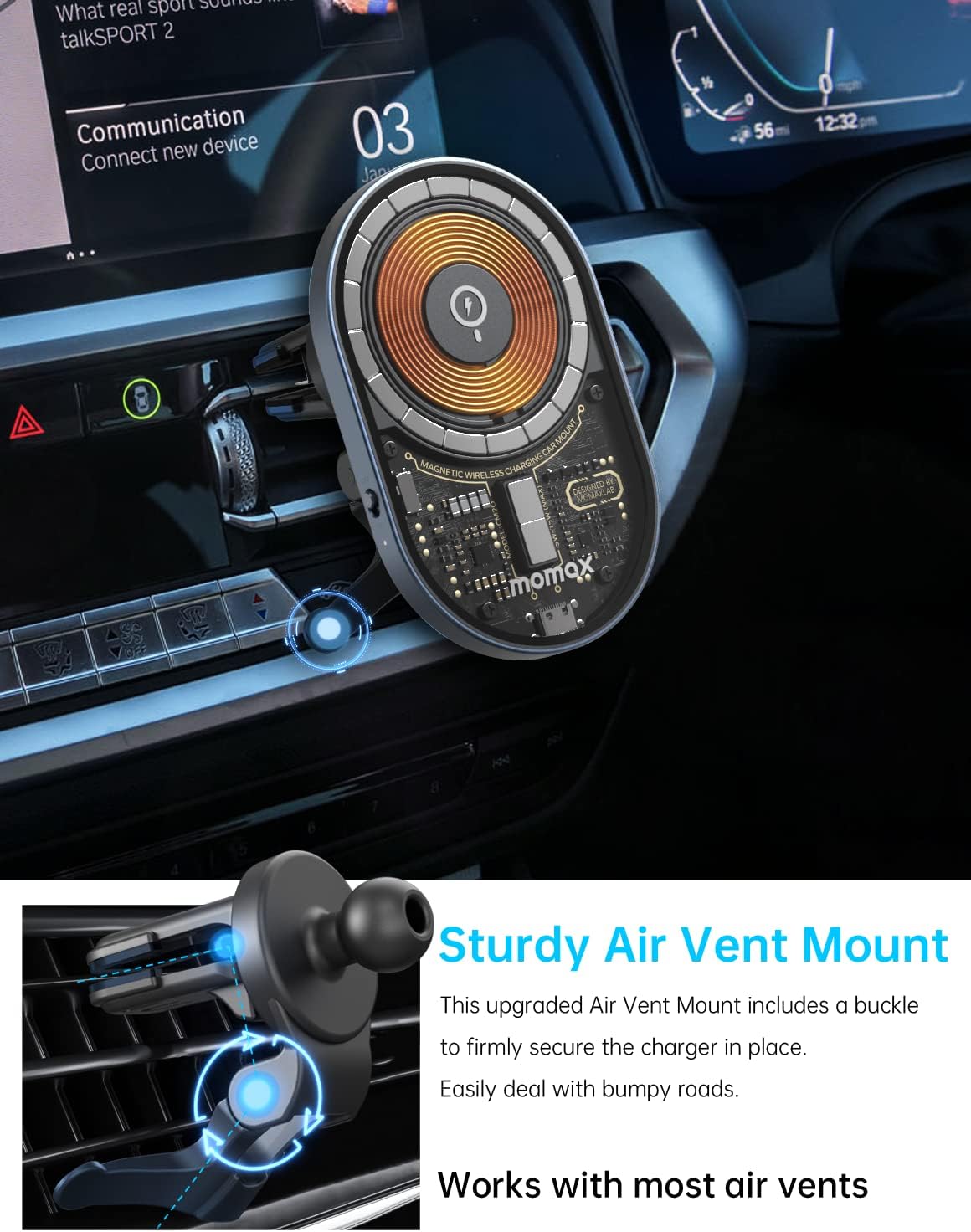 Mbushes dhe mbajtes teleefoni per vetur me magnet -15W.2