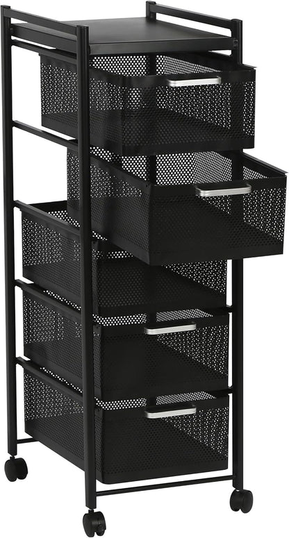 FEFE Karrocë Organizues Metalike me Rrota 5 Kate 44x35.5x92 cm – Black