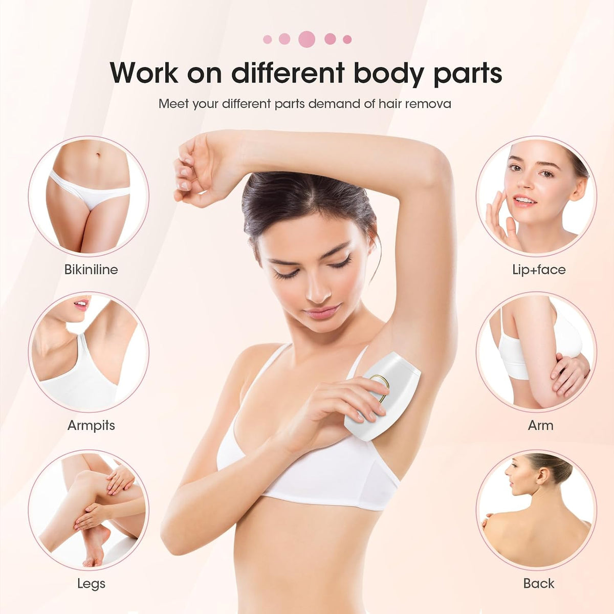 TOPEV IPL Mini Depilator për Heqjen e Qimeve – 500,000 Impulse, 5 Nivele Energjie, 2 Modalitete, për Fytyrë, Trup dhe Zonë Bikini, i Bardhë