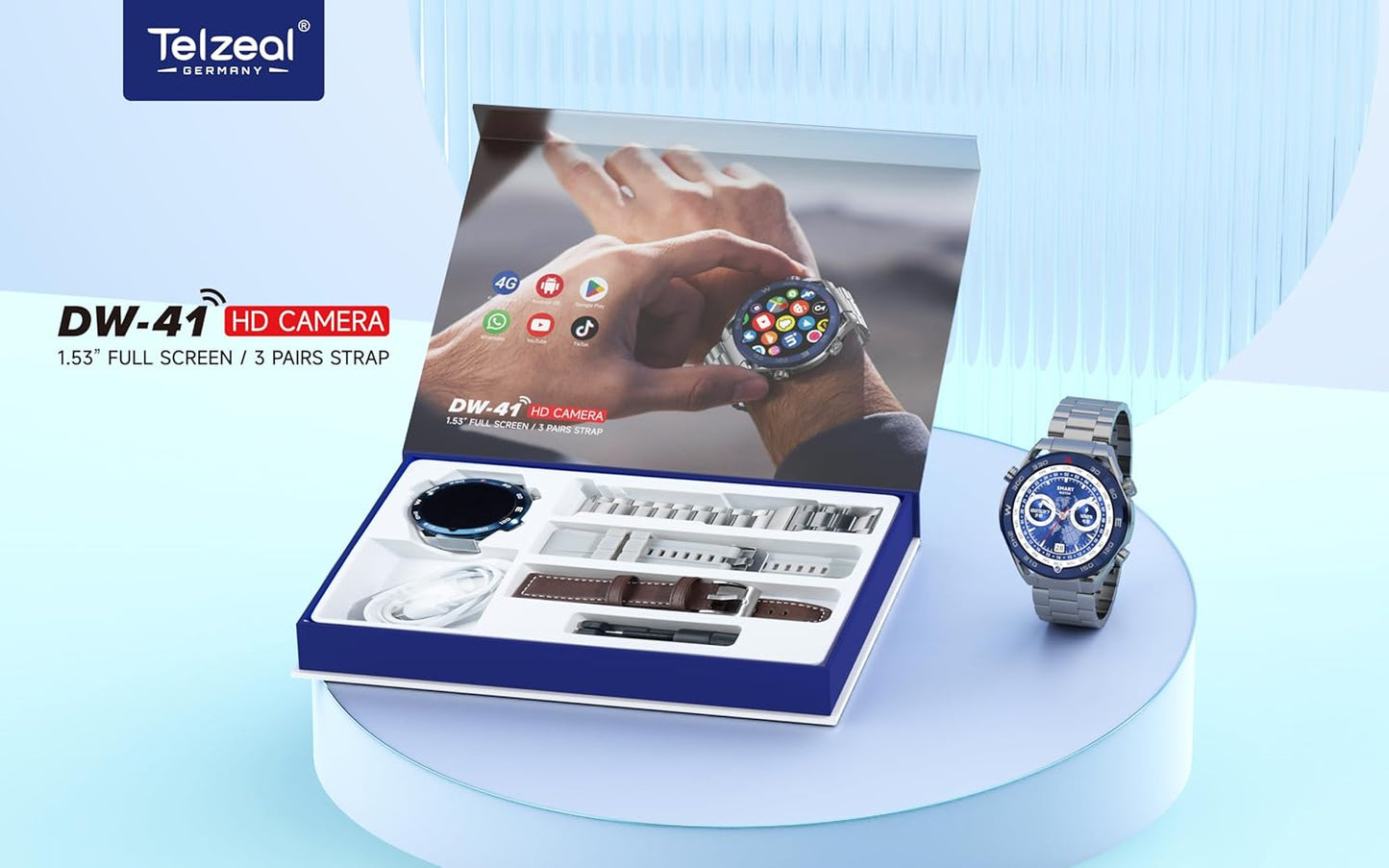 Telzeal Germany DW-41 Kamera HD – Orë e Mençur me Ekran 1.53 inç dhe SIM Slot