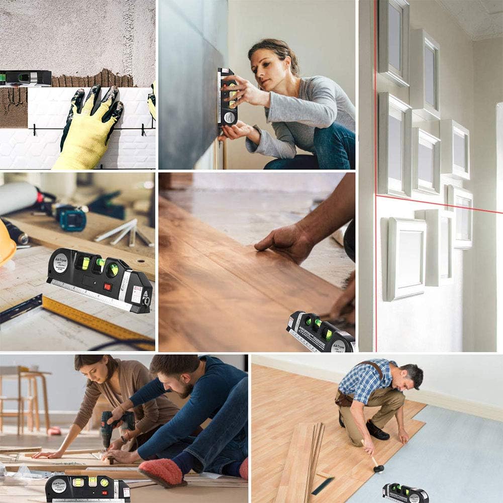 NANANA Nivel Laser Multifunksional me Metër 2.5 m, Vijë Horizontale/Vertikale & Kryq, me Rregullore Metrike dhe Inch