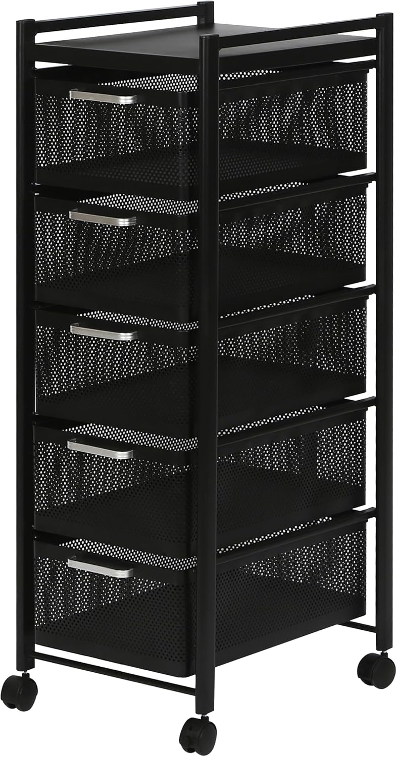 FEFE Karrocë Organizues Metalike me Rrota 5 Kate 44x35.5x92 cm – Black