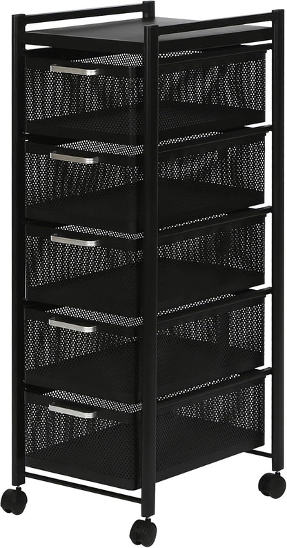 FEFE Karrocë Organizues Metalike me Rrota 5 Kate 44x35.5x92 cm – Black
