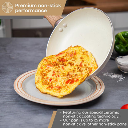 Nuovva Set Tenxhere dhe Tiganë Non-Stick 5 Pjesë për Induksion – Cream Granite