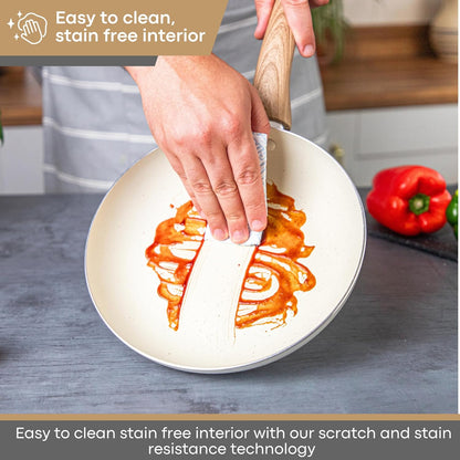 Nuovva Set Tenxhere dhe Tiganë Non-Stick 5 Pjesë për Induksion – Cream Granite