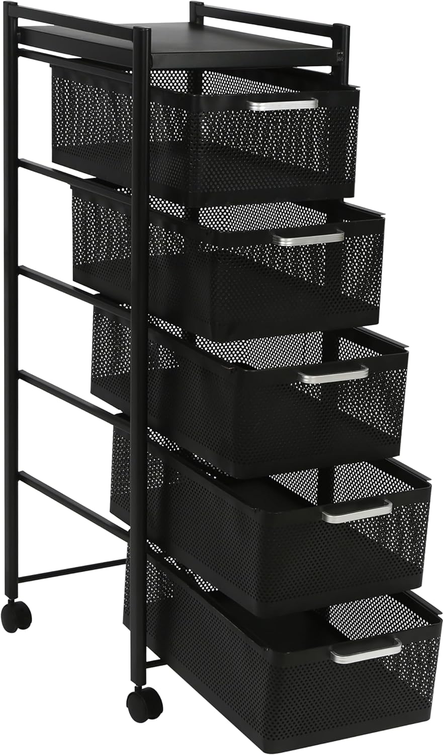 FEFE Karrocë Organizues Metalike me Rrota 5 Kate 44x35.5x92 cm – Black
