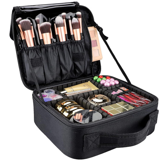 GCZC Travel Makeup Bag Profesionale me Ndarëse të Rregullueshme 26x23x9.5 cm