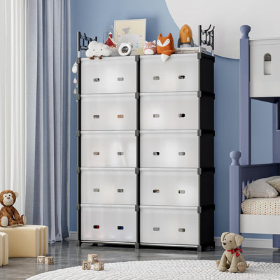 DWELLIT Dollap Organizues Plastik me 10 Dyert dhe 12 Rafte 86x28x180 cm