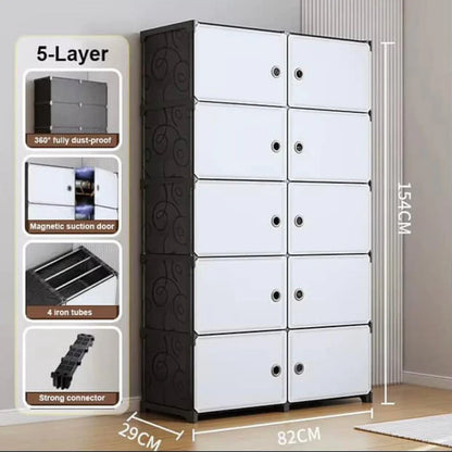 Dollap Organizues Plastik me 5 Kate 82x29x154 cm për Rroba dhe Këpucë