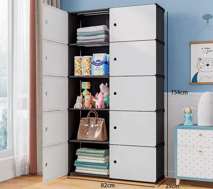 Dollap Organizues Plastik me 5 Kate 82x29x154 cm për Rroba dhe Këpucë