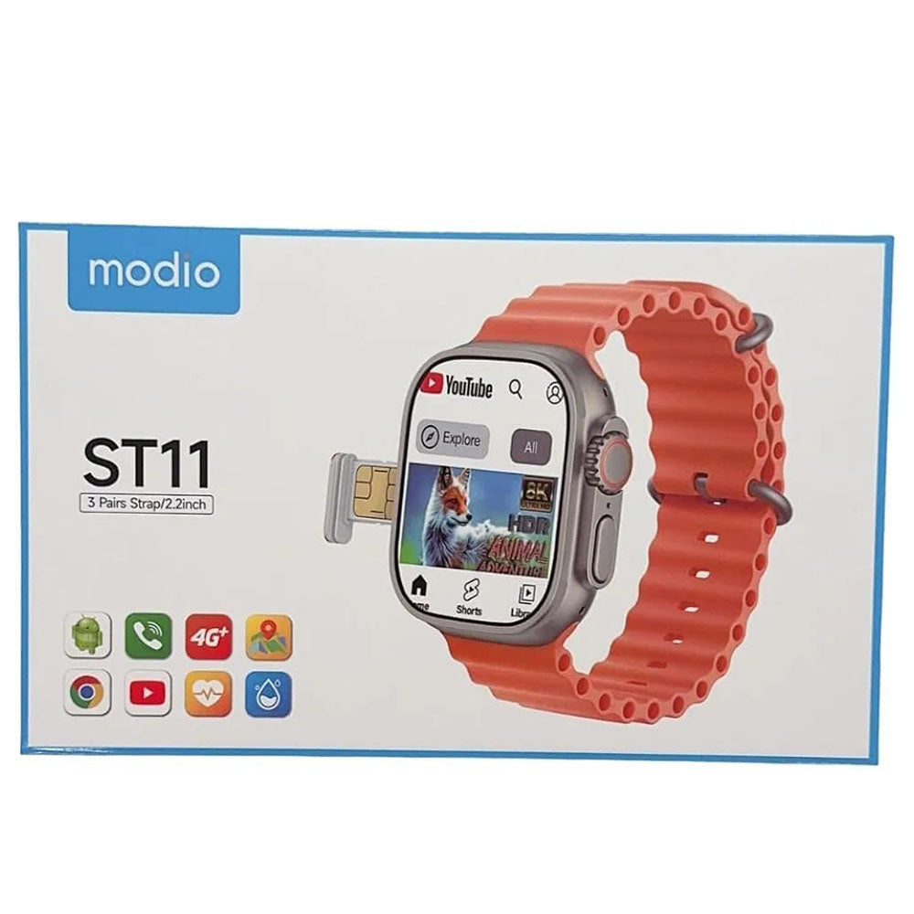 Modio ST11 Smartwatch with 3 Pairs Strap - 2.2 Inch Gold