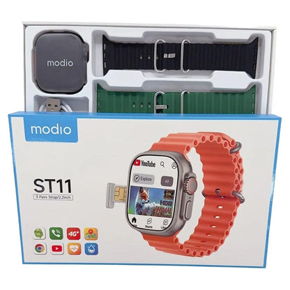 Modio ST11 Smartwatch with 3 Pairs Strap - 2.2 Inch Gold