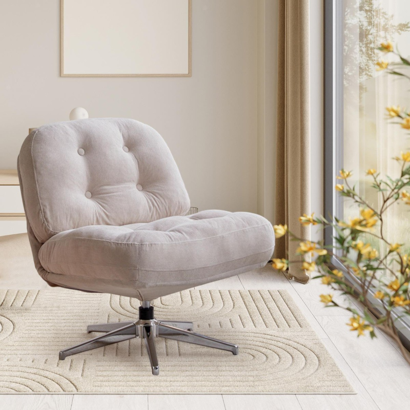 Karrige Lounge Elegante me Kadife dhe Bazë Metalike në Formë Ylli