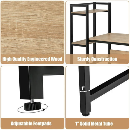 Costway Tavolinë Kompjuteri 120×55cm – Tavolinë Pune me 4 Raftë Ruajtës, për Zyrë apo Shtëpi