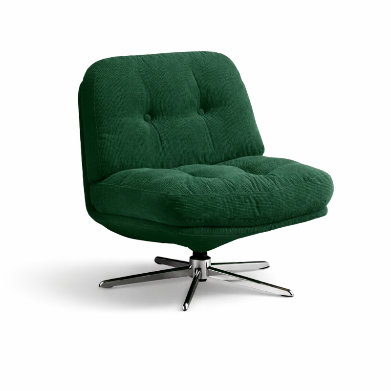 Karrige Lounge Elegante me Kadife dhe Bazë Metalike në Formë Ylli